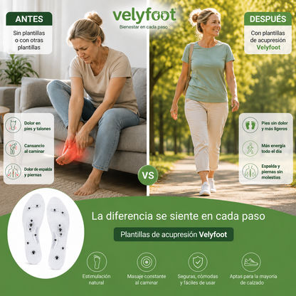 Soluciona tus piernas cansadas o hinchadas y alivia el dolor de rodilla, caderas y articulaciones con VelyFoot Flow™