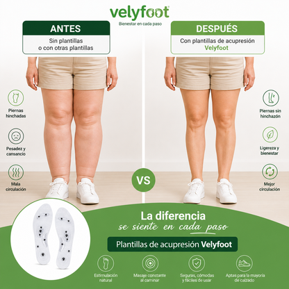 Soluciona tus piernas cansadas o hinchadas y alivia el dolor de rodilla, caderas y articulaciones con VelyFoot Flow™