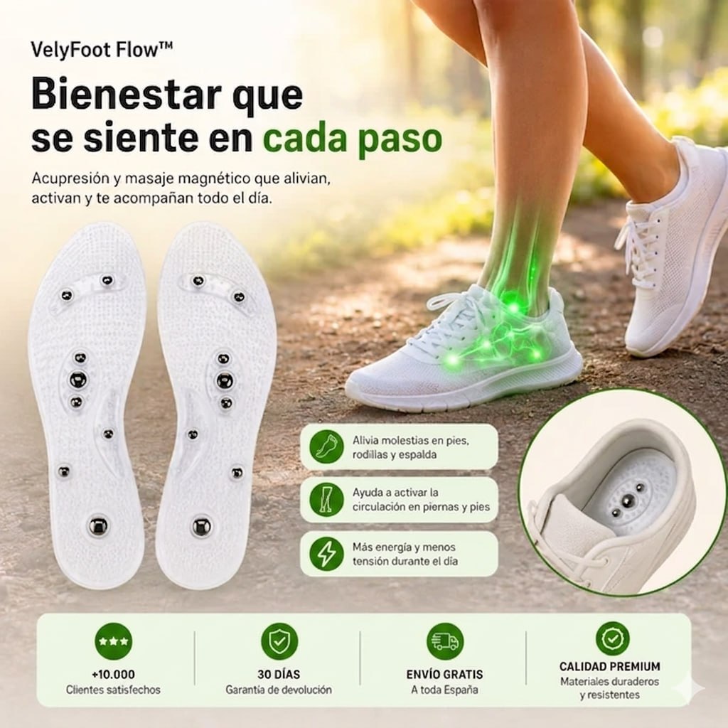 Soluciona tus piernas cansadas o hinchadas y alivia el dolor de rodilla, caderas y articulaciones con VelyFoot Flow™